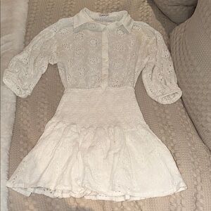 Sabo Skirt White Eyelet Long Sleeve Dress